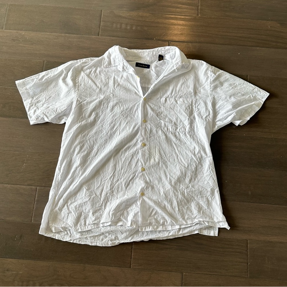 Club Room White Short Sleeve Button Down Top Size L